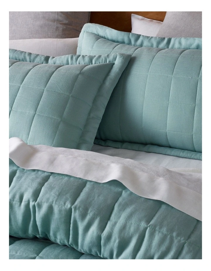 Australian House & Garden Sandy Cape Linen Quilted Coverlet And Pillowcase Sham In Ocean 4 Australian House & Garden Sandy Cape Linen Quilted Coverlet And Pillowcase Sham In Ocean - Image 2