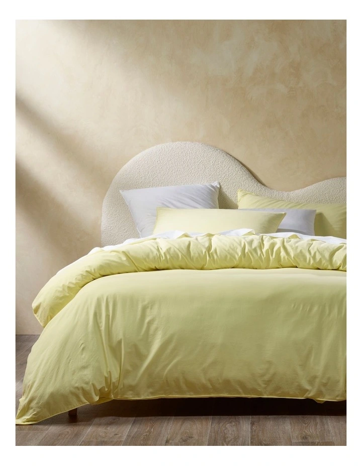 Vue Stonewashed 250TC Cotton Quilt Cover Set In Yellow 3 Vue Stonewashed 250TC Cotton Quilt Cover Set In Yellow
