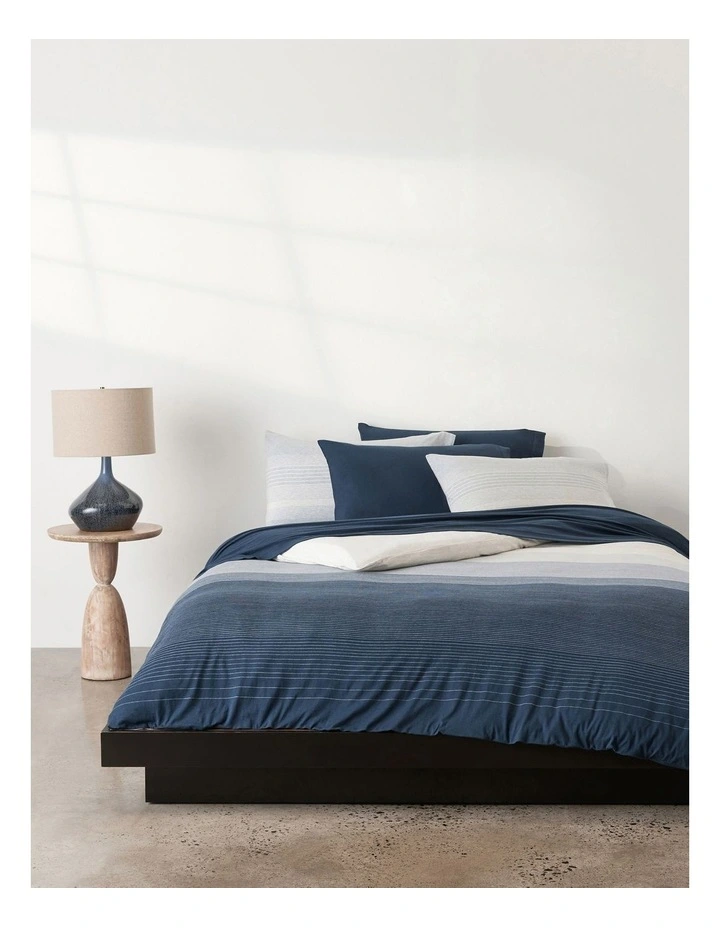 Calvin Klein Knit Stripe Quilt Cover In Indigo 3 Calvin Klein Knit Stripe Quilt Cover In Indigo