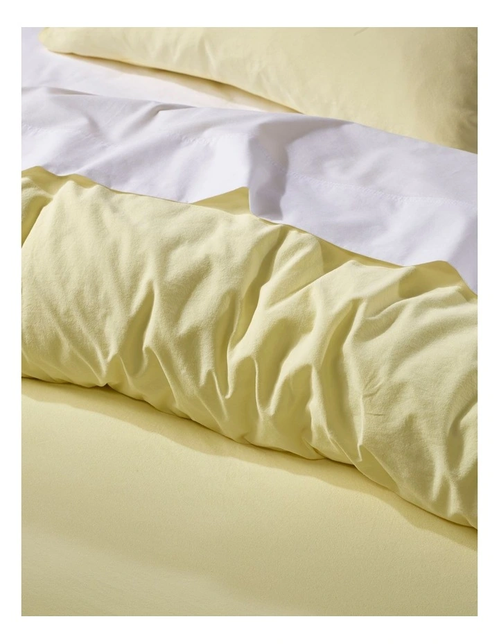 Vue Stonewashed 250TC Cotton Quilt Cover Set In Yellow 4 Vue Stonewashed 250TC Cotton Quilt Cover Set In Yellow - Image 2
