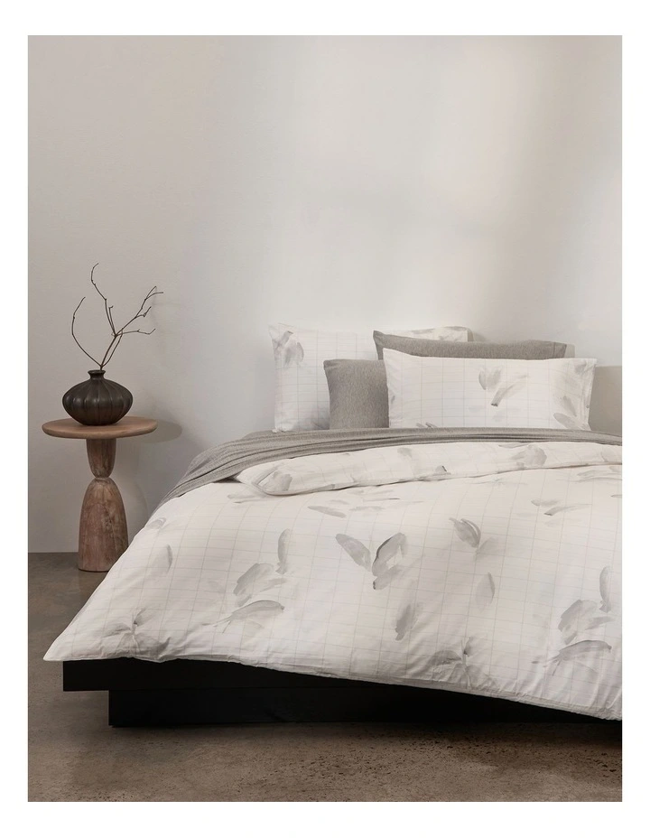 Calvin Klein Shadow Grid Floral Quilt Cover Set In Grey 3 Calvin Klein Shadow Grid Floral Quilt Cover Set In Grey