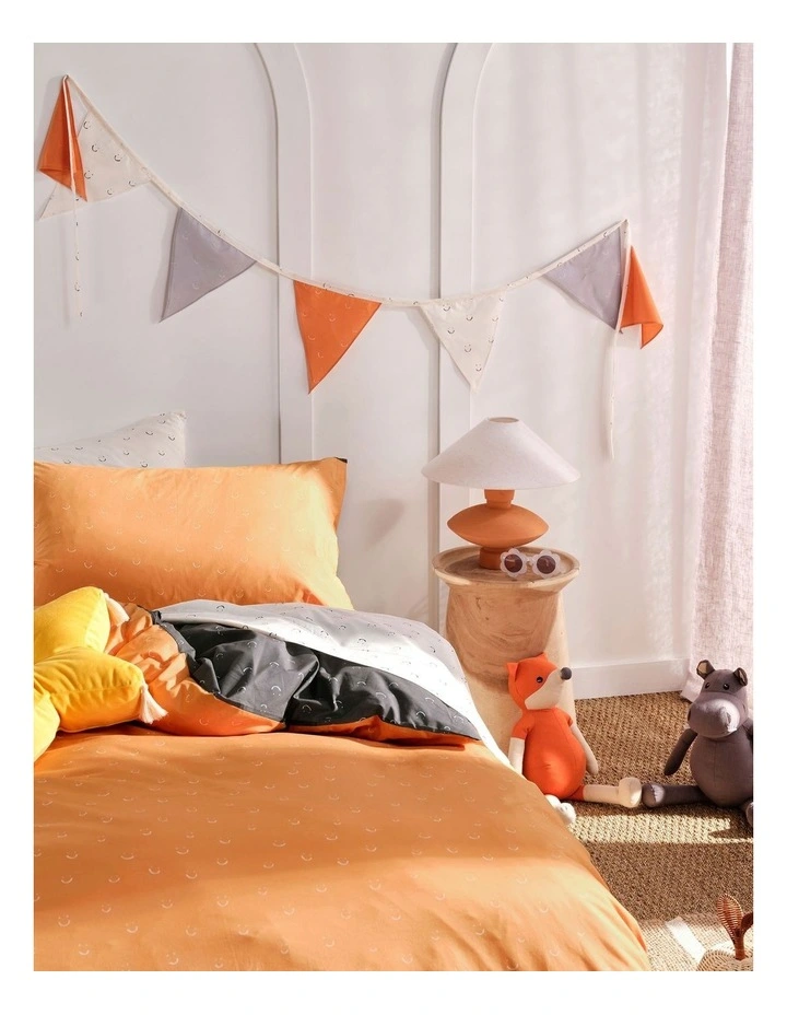 Linen House Kids Smiles All Round Quilt Cover Set In Charcoal/Apricot 6 Linen House Kids Smiles All Round Quilt Cover Set In Charcoal/Apricot - Image 4