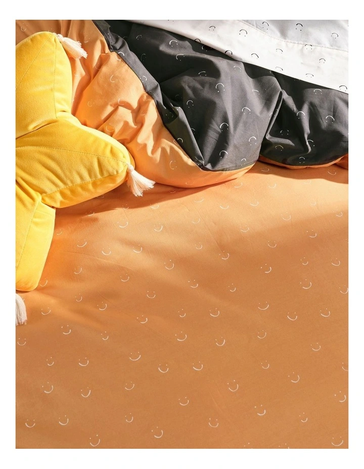 Linen House Kids Smiles All Round Quilt Cover Set In Charcoal/Apricot 8 Linen House Kids Smiles All Round Quilt Cover Set In Charcoal/Apricot - Image 6