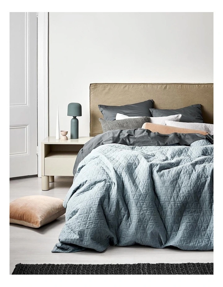 Aura Home Chambray Quilted Bedlinen Collection Bluestone 3 Aura Home Chambray Quilted Bedlinen Collection Bluestone