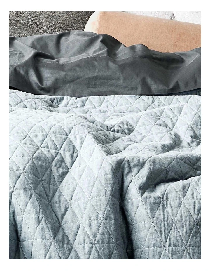 Aura Home Chambray Quilted Bedlinen Collection Bluestone 4 Aura Home Chambray Quilted Bedlinen Collection Bluestone - Image 2