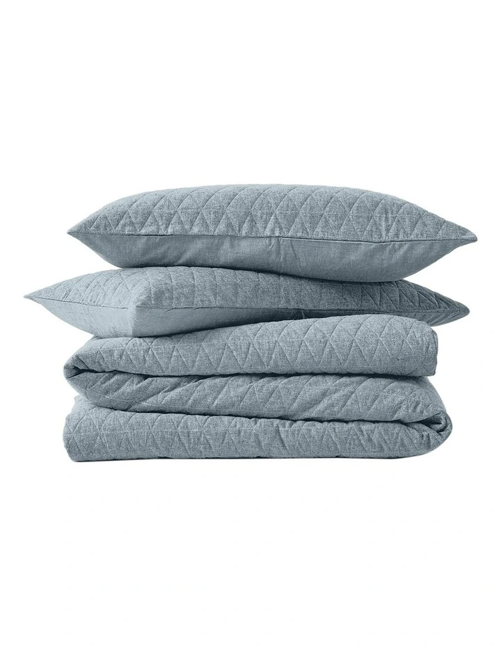 Aura Home Chambray Quilted Bedlinen Collection Bluestone 5 Aura Home Chambray Quilted Bedlinen Collection Bluestone - Image 3