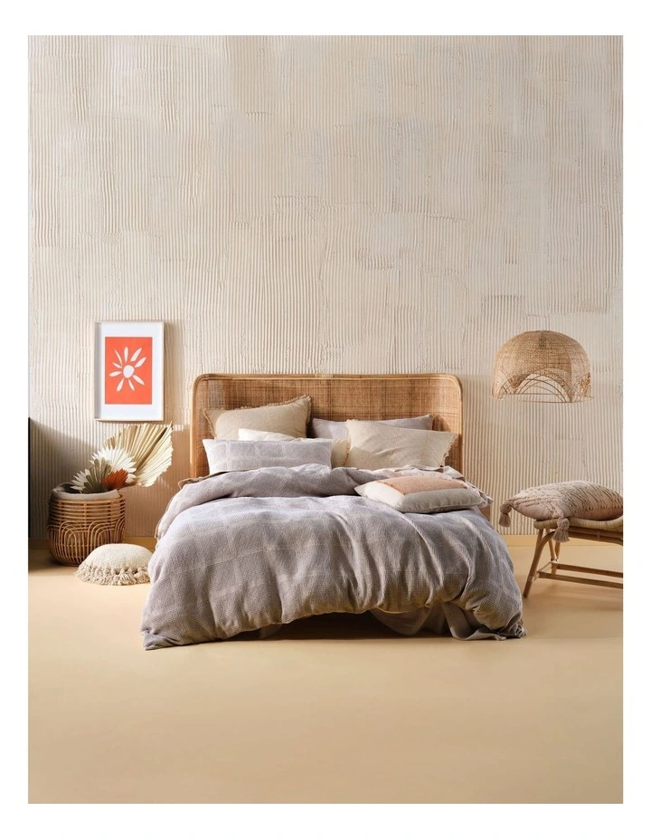 Linen House Galicia Quilt Cover Set In Blue/Sand 3 Linen House Galicia Quilt Cover Set In Blue/Sand