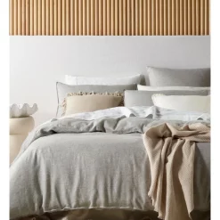 Australian House & Garden Sandy Cape Linen Quilt Cover Set In Pale Grey