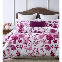 Heritage Mykalis Floral Print Quilt Cover Set In Purple/White