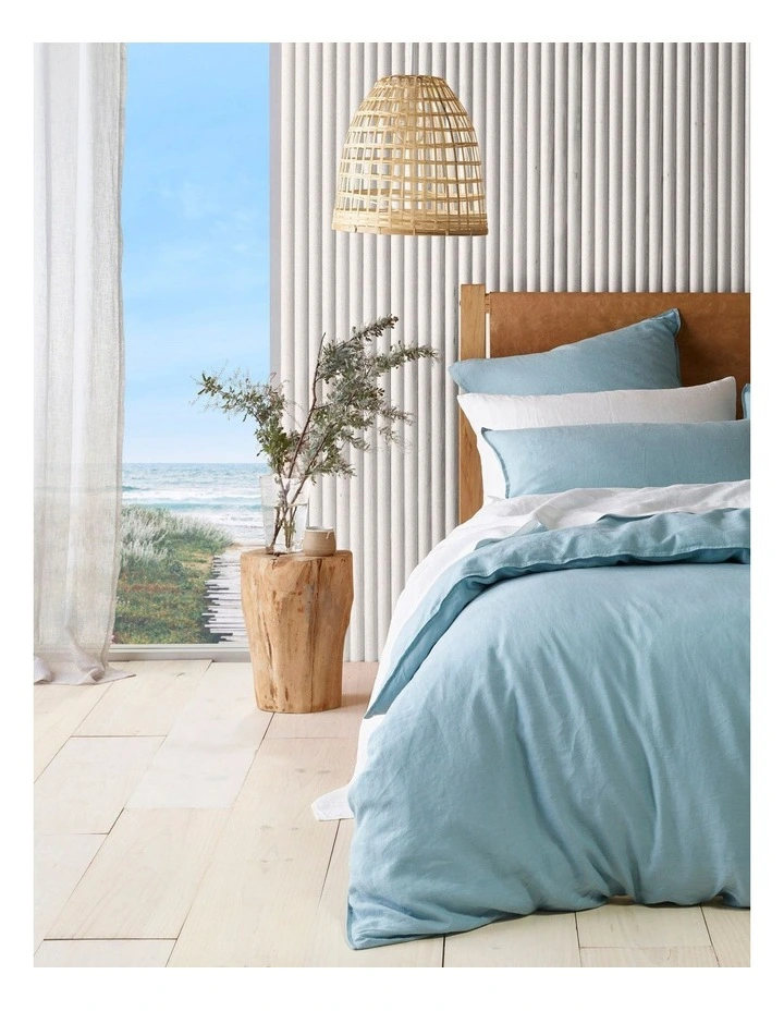 Australian House & Garden Sandy Cape Washed Belgian Linen Quilt Cover Set Seafoam 3 Australian House & Garden Sandy Cape Washed Belgian Linen Quilt Cover Set Seafoam