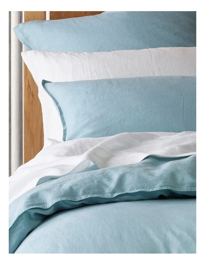 Australian House & Garden Sandy Cape Washed Belgian Linen Quilt Cover Set Seafoam 4 Australian House & Garden Sandy Cape Washed Belgian Linen Quilt Cover Set Seafoam - Image 2
