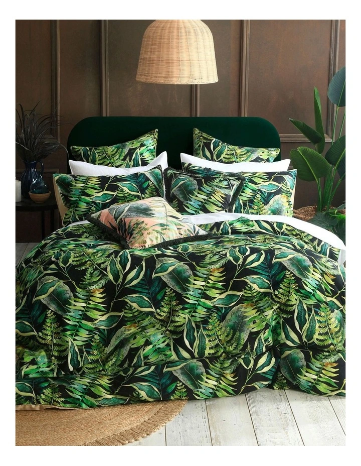 M.M Linen Tropics Quilt Cover Set In Green 3 M.M Linen Tropics Quilt Cover Set In Green