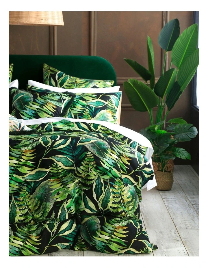 M.M Linen Tropics Quilt Cover Set In Green 4 M.M Linen Tropics Quilt Cover Set In Green - Image 2