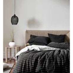 Aura Home French Stripe Bedlinen Collection In Black