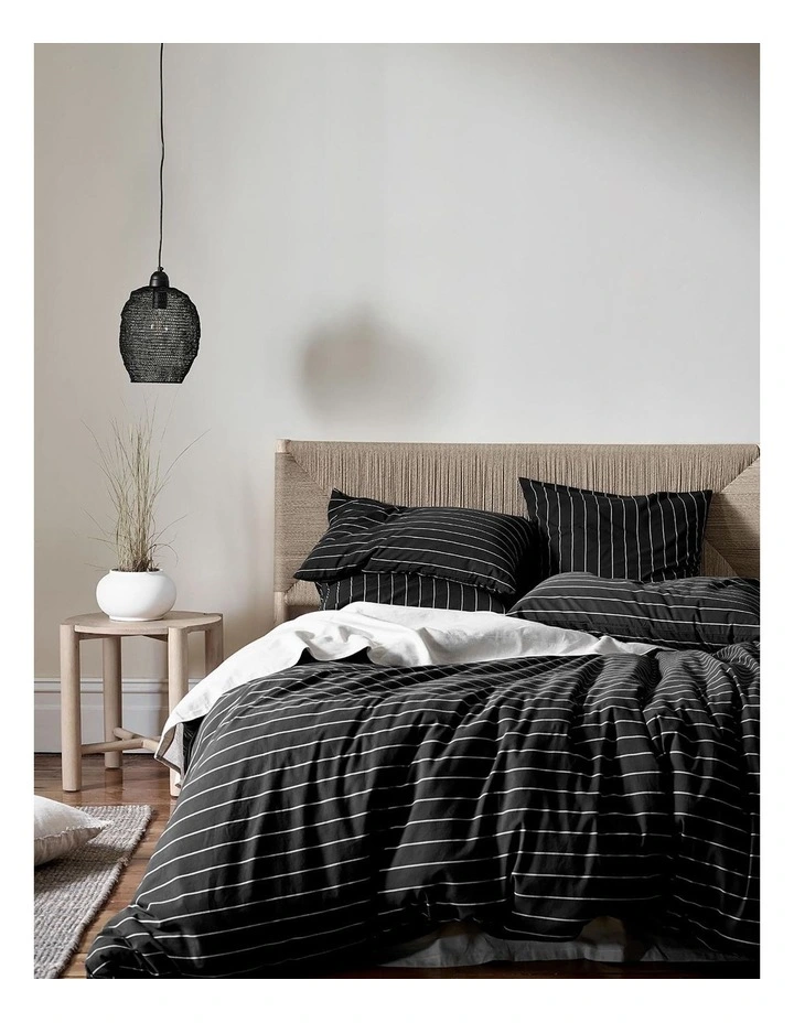 Aura Home French Stripe Bedlinen Collection In Black 3 Aura Home French Stripe Bedlinen Collection In Black