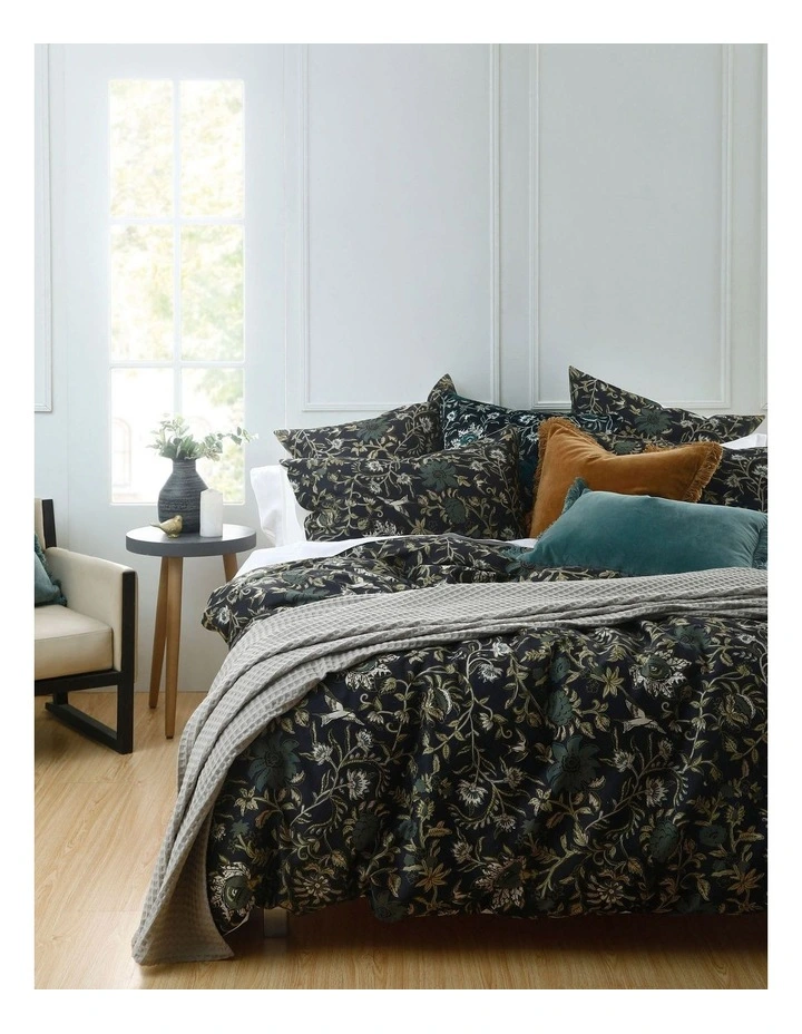M.M Linen Ivy Quilt Cover Set In Ebony 3 M.M Linen Ivy Quilt Cover Set In Ebony