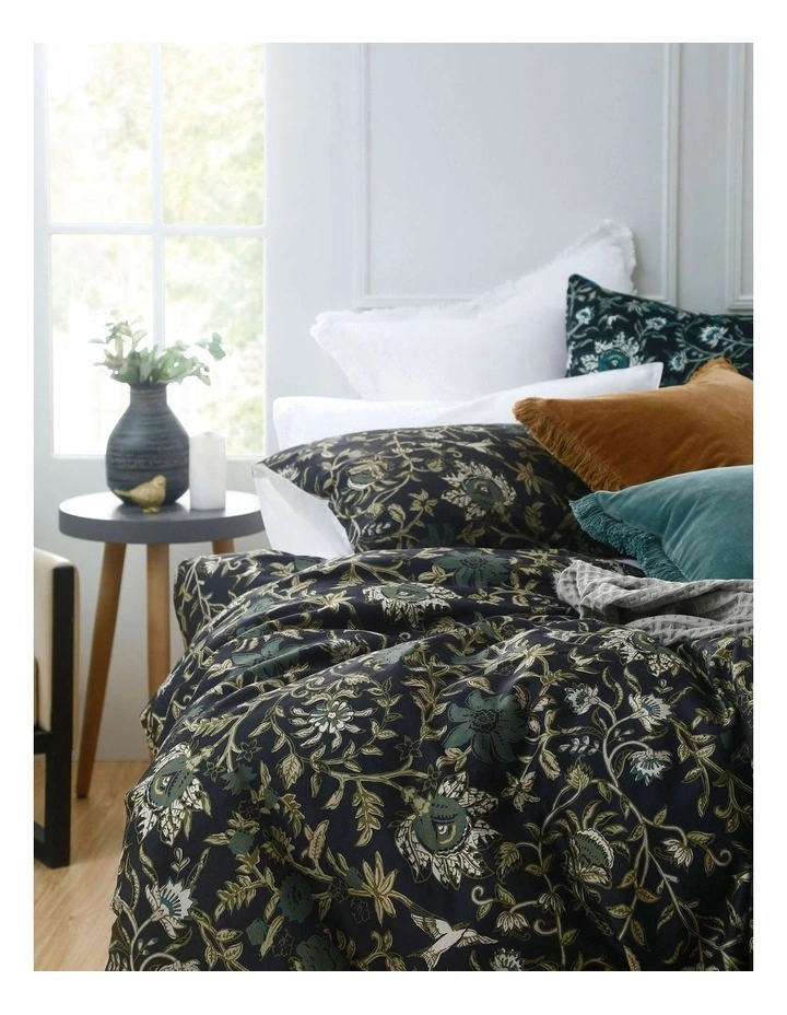M.M Linen Ivy Quilt Cover Set In Ebony 4 M.M Linen Ivy Quilt Cover Set In Ebony - Image 2