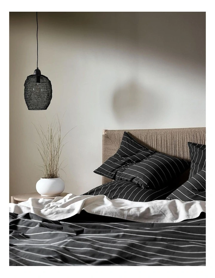 Aura Home French Stripe Bedlinen Collection In Black 4 Aura Home French Stripe Bedlinen Collection In Black - Image 2