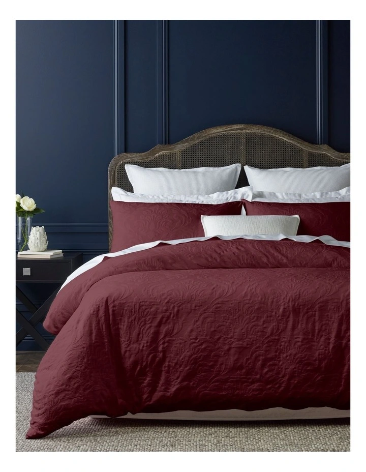 Heritage Frederika Quilt Cover Set Wine 3 Heritage Frederika Quilt Cover Set Wine