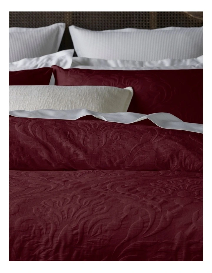 Heritage Frederika Quilt Cover Set Wine 5 Heritage Frederika Quilt Cover Set Wine - Image 3