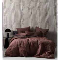 Linen House Heath Quilt Cover Set Chocolate