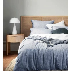 Aura Home Chambray Fringe Bedlinen Collection In Denim
