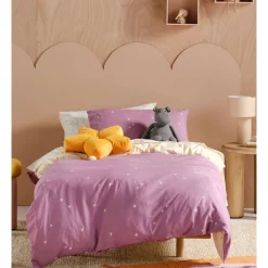 Alternative view of Linen House Kids I Heart You Quilt Cover Set In Cream/Purple