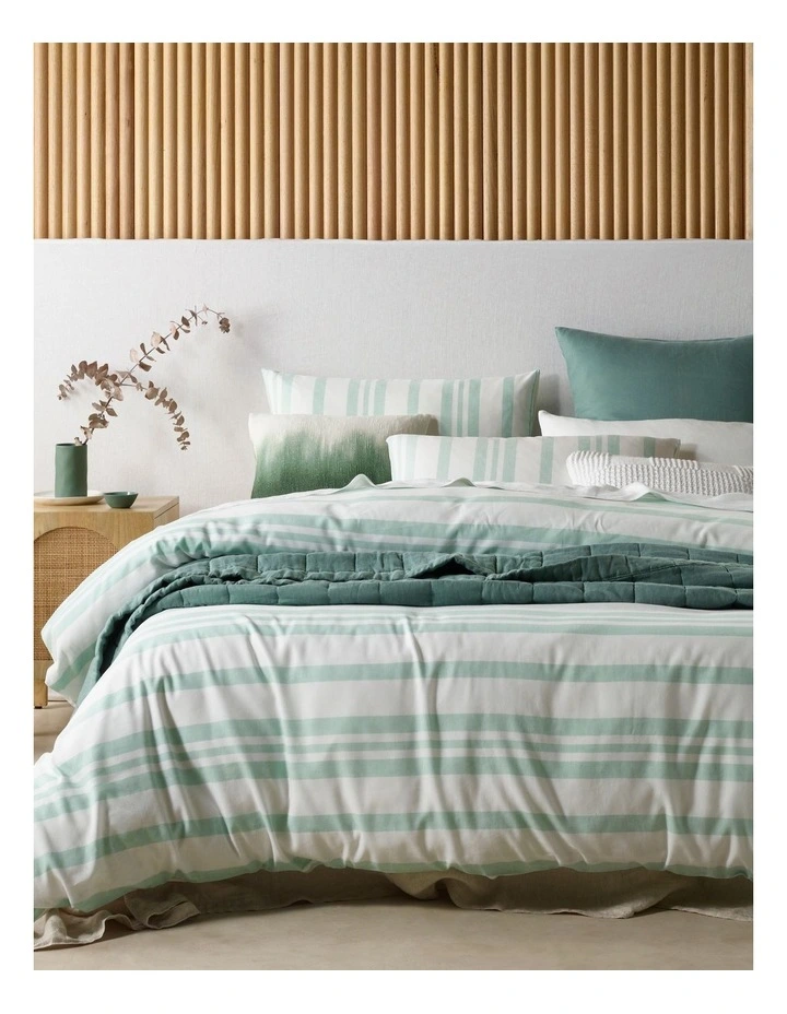 Australian House & Garden Walter Tencel Linen Block Quilt Cover Set In Morning Mist 3 Australian House & Garden Walter Tencel Linen Block Quilt Cover Set In Morning Mist