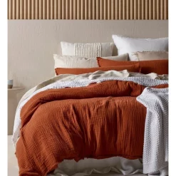 Australian House & Garden Alawa Cotton Gauze Quilt Cover Set In Earth