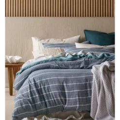 Australian House & Garden Avalon Vertical Stripe Quilt Cover Set Seaglass