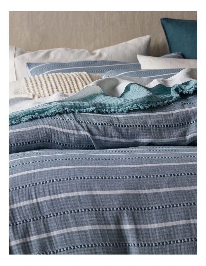 Australian House & Garden Avalon Vertical Stripe Quilt Cover Set Seaglass 5 Australian House & Garden Avalon Vertical Stripe Quilt Cover Set Seaglass - Image 3