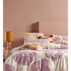 Linen House Andie Quilt Cover Set Purple/Cream
