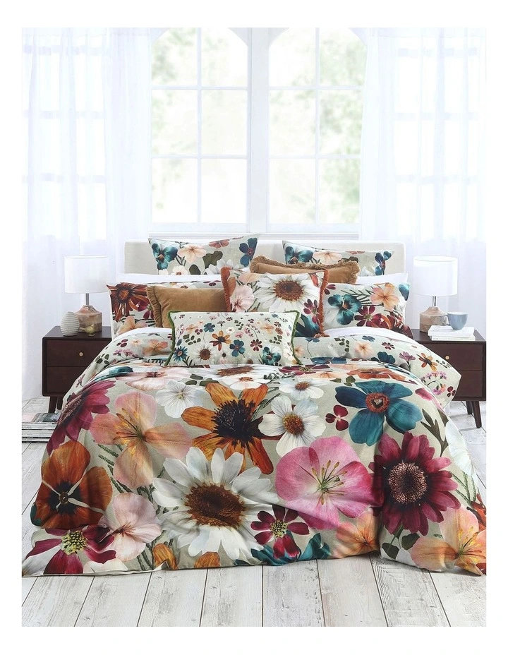 M.M Linen Flowerbed Quilt Cover Set In Multi 3 M.M Linen Flowerbed Quilt Cover Set In Multi