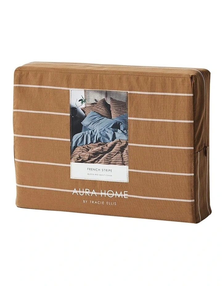 Aura Home French Stripe Bedlinen Collection In Bronze 6 Aura Home French Stripe Bedlinen Collection In Bronze - Image 4