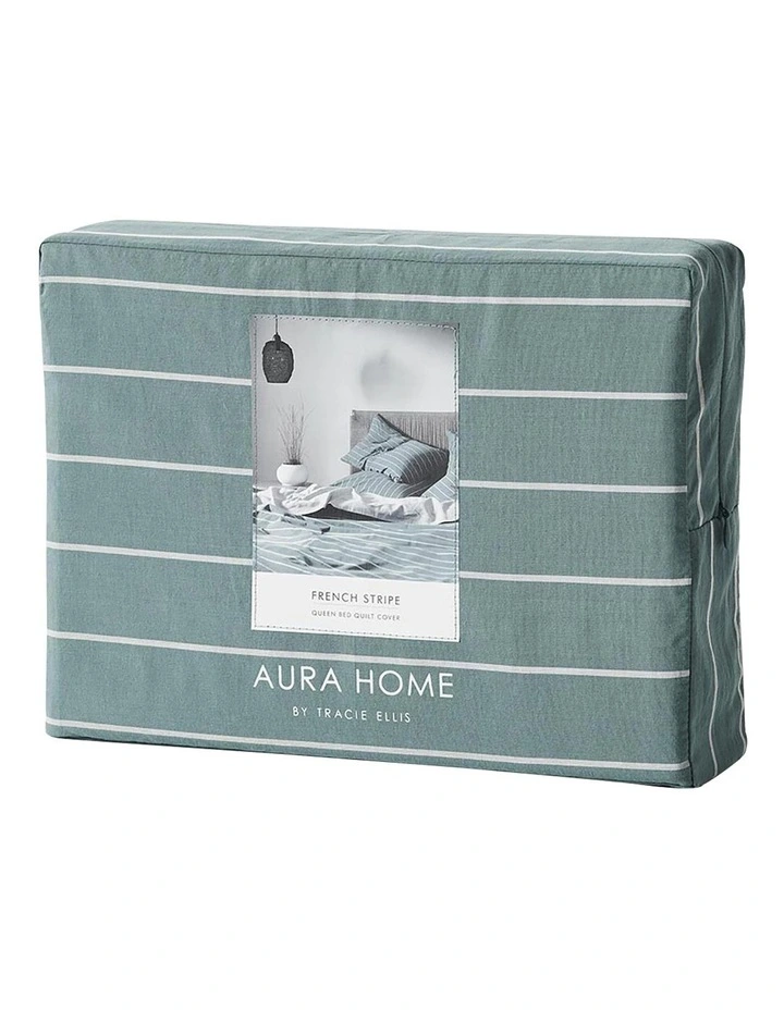 Aura Home French Stripe Bedlinen Collection In Atlantic 6 Aura Home French Stripe Bedlinen Collection In Atlantic - Image 4
