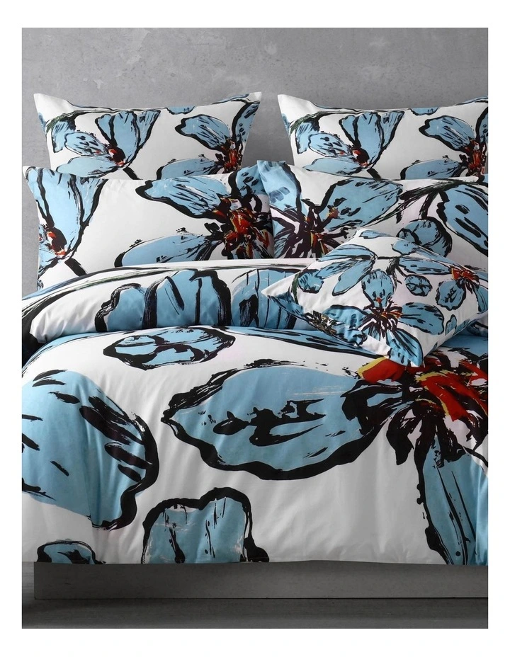 Bromley Flowers Quilt Cover Set Blue 3 Bromley Flowers Quilt Cover Set Blue