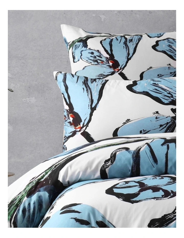 Bromley Flowers Quilt Cover Set Blue 4 Bromley Flowers Quilt Cover Set Blue - Image 2