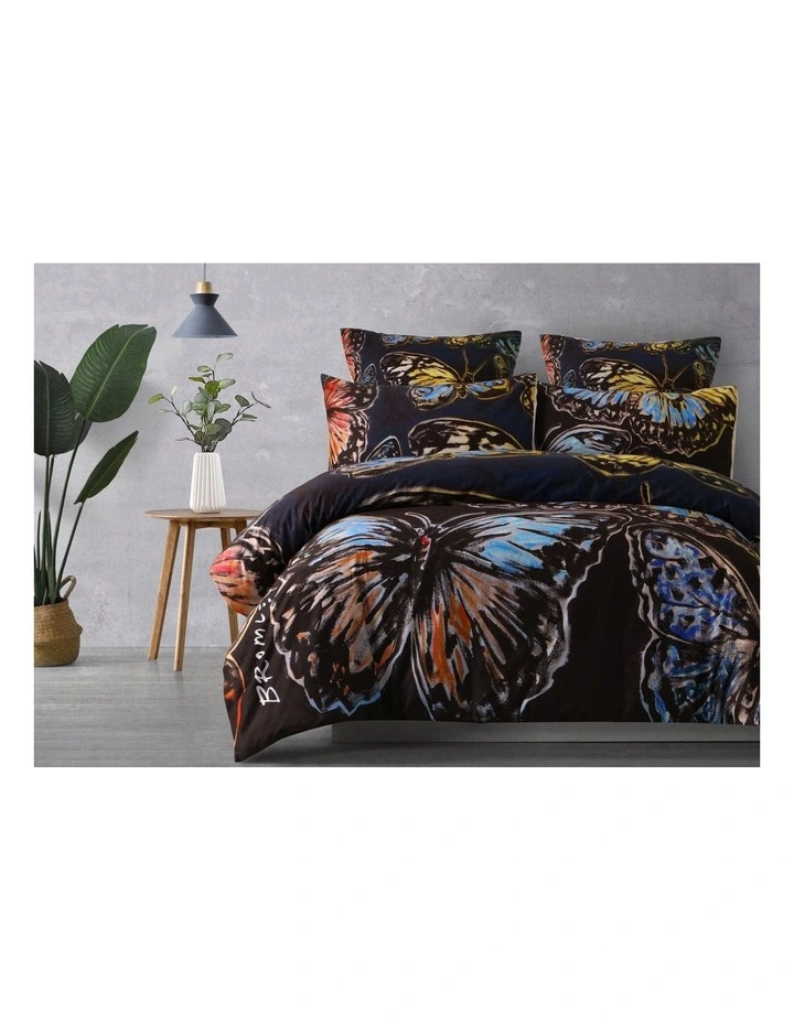 Bromley Butterflies Quilt Cover Set Navy 3 Bromley Butterflies Quilt Cover Set Navy