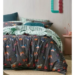 Beau & Bonnie Bella Cotton Quilt Cover Set Charcoal