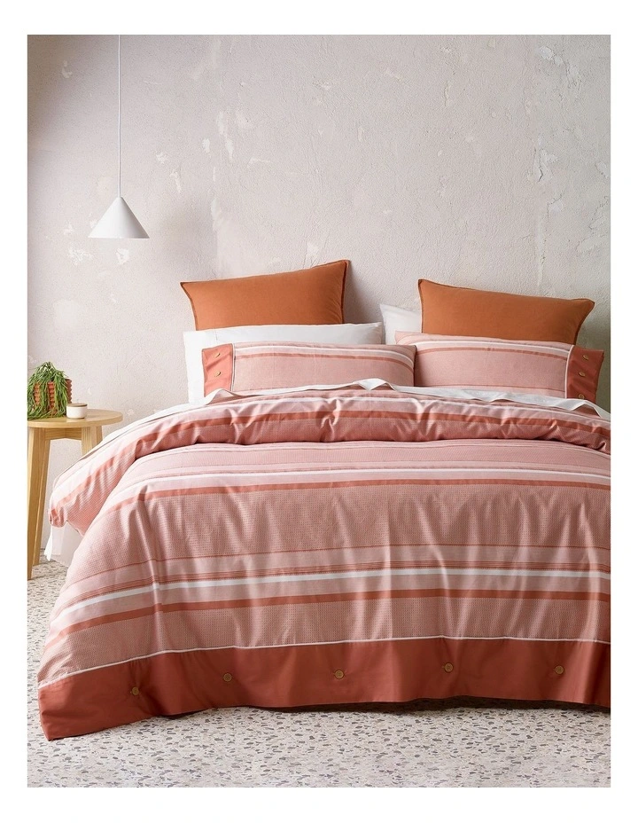 Vue Grayson Cotton Quilt Cover Set Brick Pink 3 Vue Grayson Cotton Quilt Cover Set Brick Pink