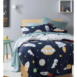 Milkshake Outer Orbit Quilt Cover Set In Navy