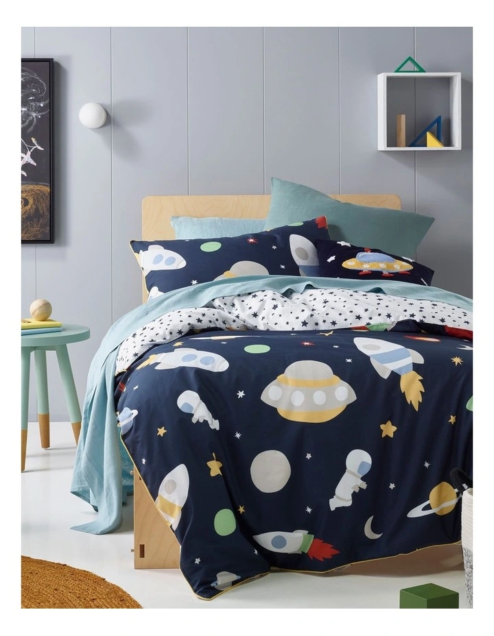 Milkshake Outer Orbit Quilt Cover Set In Navy 3 Milkshake Outer Orbit Quilt Cover Set In Navy