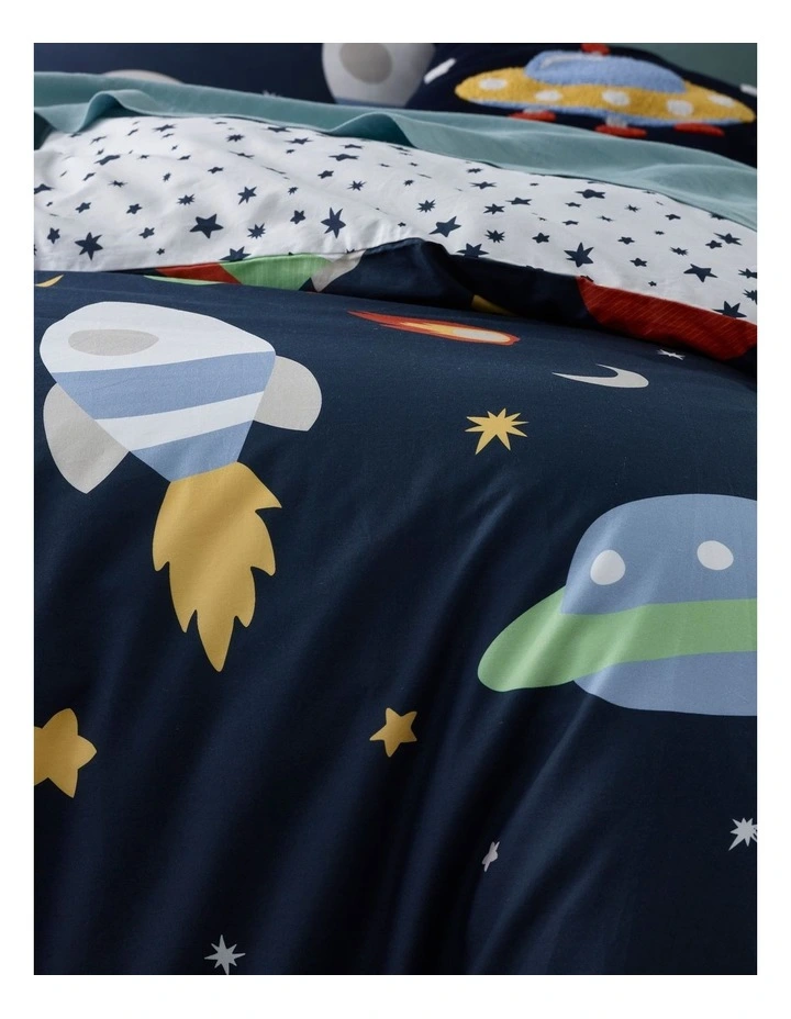 Milkshake Outer Orbit Quilt Cover Set In Navy 4 Milkshake Outer Orbit Quilt Cover Set In Navy - Image 2