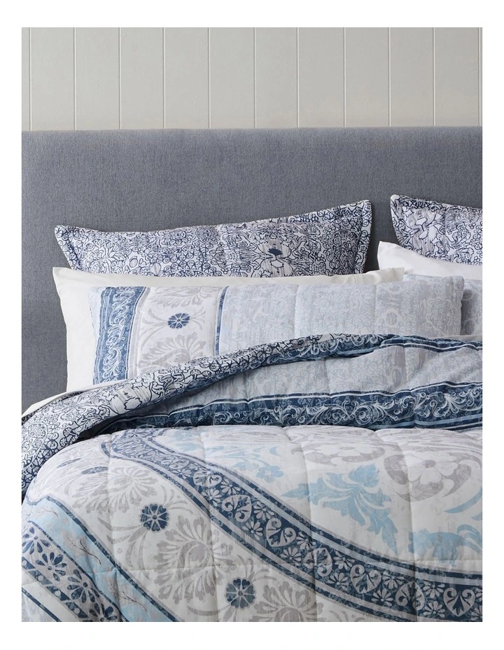 Private Collection Olani Quilt Cover Set Blue 4 Private Collection Olani Quilt Cover Set Blue - Image 2