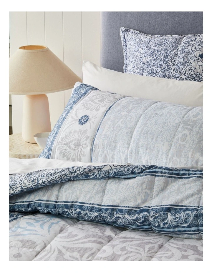 Private Collection Olani Quilt Cover Set Blue 6 Private Collection Olani Quilt Cover Set Blue - Image 4