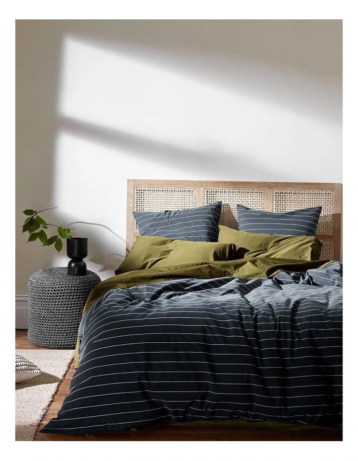 Aura Home French Stripe Bedlinen Collection In Steel 3 Aura Home French Stripe Bedlinen Collection In Steel