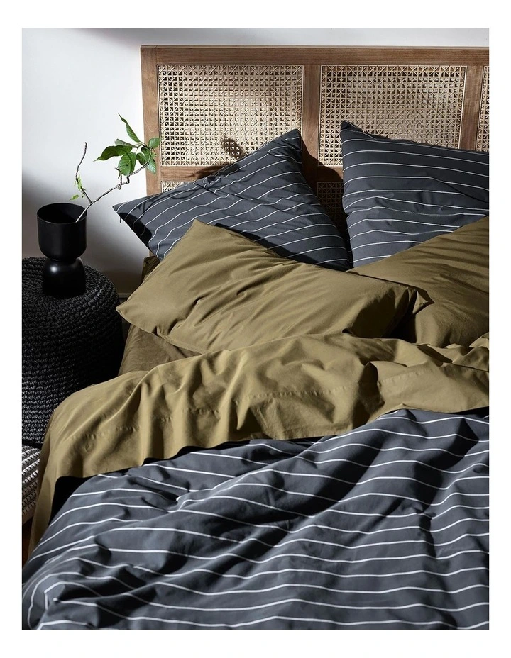 Aura Home French Stripe Bedlinen Collection In Steel 4 Aura Home French Stripe Bedlinen Collection In Steel - Image 2