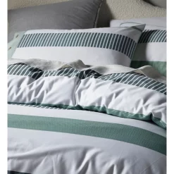 Alternative view of Vue Porter Stripe Cotton Quilt Cover Set Dusky Green