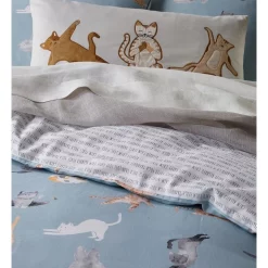 Beau & Bonnie Yoga Cats Cotton Quilt Cover Set In Cerulean -Sheridan Sales Store unnamed file 1836
