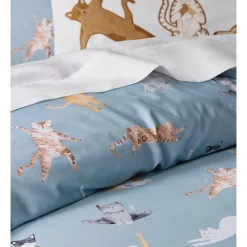 Beau & Bonnie Yoga Cats Cotton Quilt Cover Set In Cerulean -Sheridan Sales Store unnamed file 1837